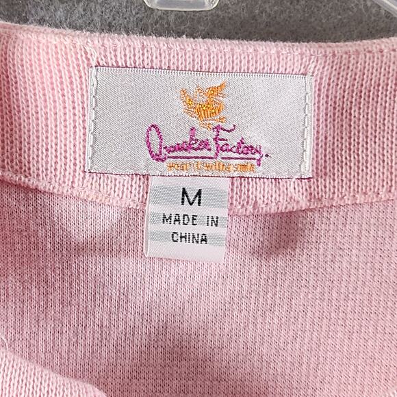 Quacker Factory M Pink Embroidered DRAGONFLY Pull Over 1pc Tank & Cardigan Set - Picture 2 of 9